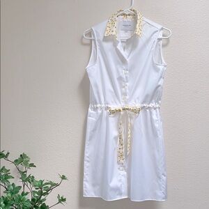 NWOT The Shirt by Rochelle Behrens, White Sleeveless Dress w/ Lemons, Size Small